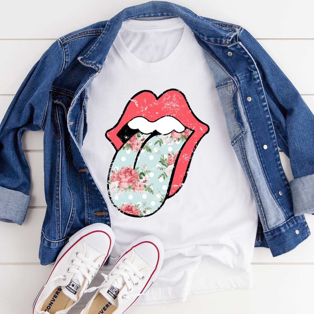 Hippie Floral Tongue T-Shirt shopmerchmallow Hippie Floral Tongue T-Shirt