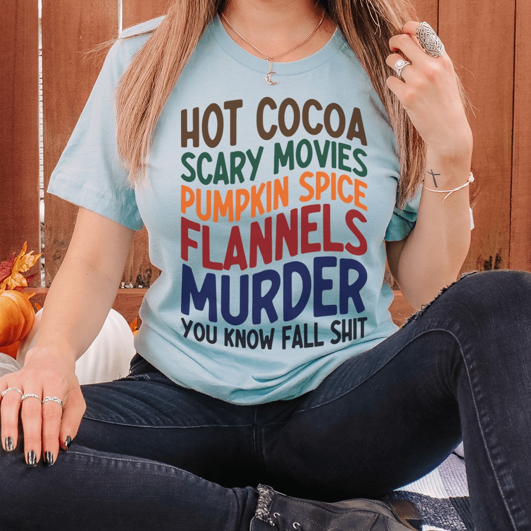 Hot Cocoa Scary Movies Pumpkin Spice Flannels T-Shirt shopmerchmallow Hot Cocoa Scary Movies Pumpkin Spice Flannels T-Shirt