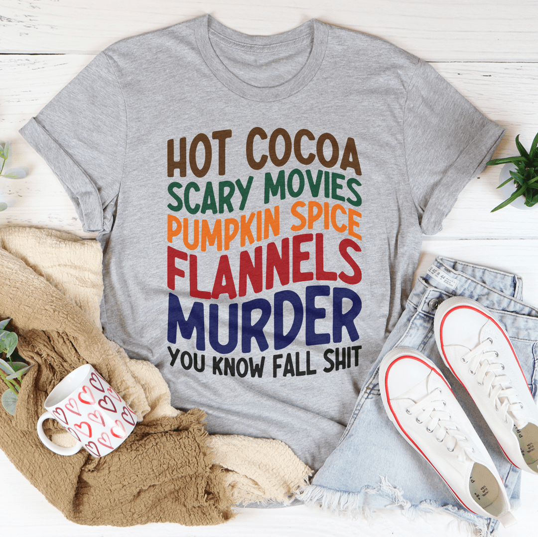 Hot Cocoa Scary Movies Pumpkin Spice Flannels T-Shirt shopmerchmallow Hot Cocoa Scary Movies Pumpkin Spice Flannels T-Shirt