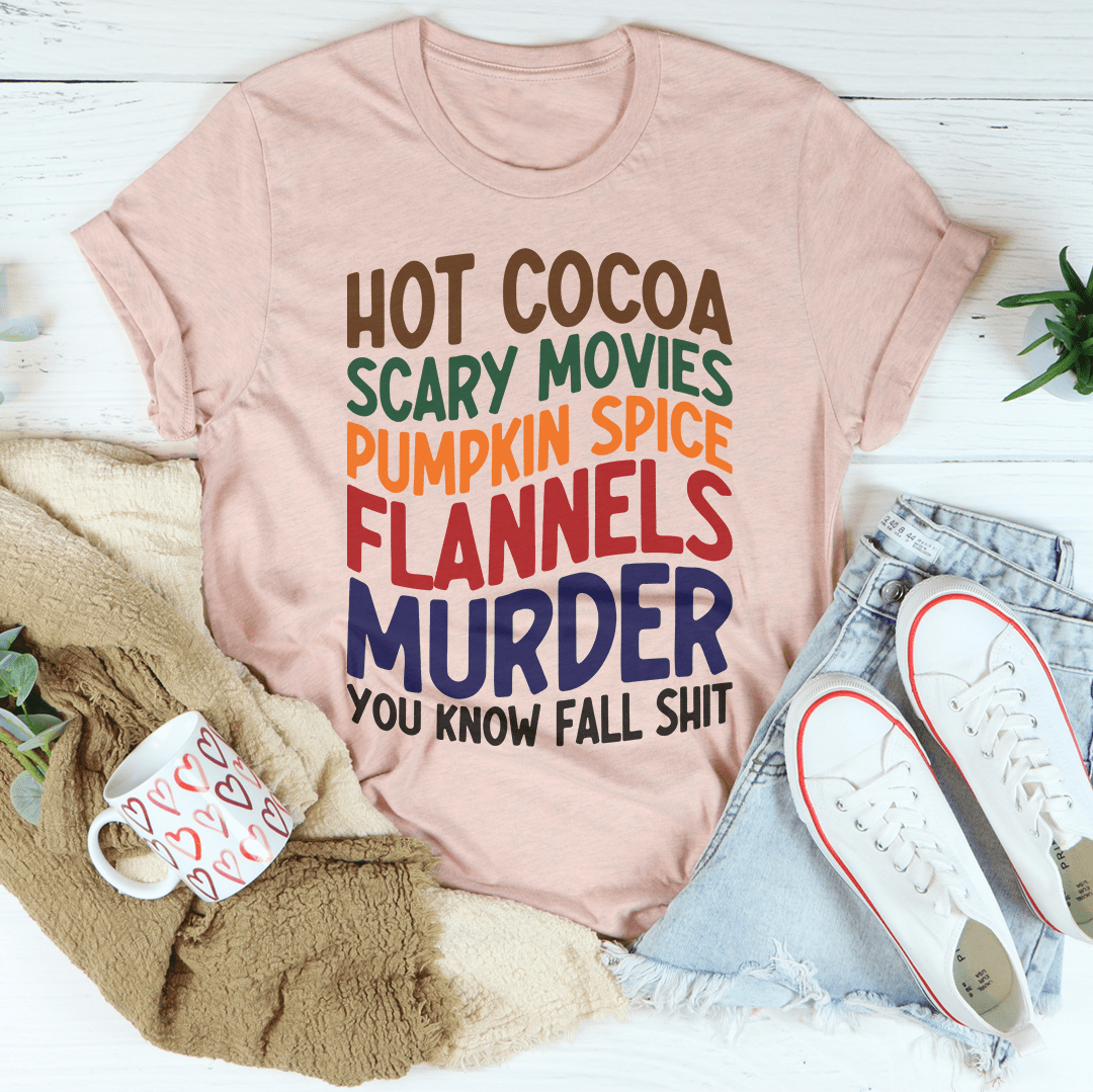 Hot Cocoa Scary Movies Pumpkin Spice Flannels T-Shirt shopmerchmallow Hot Cocoa Scary Movies Pumpkin Spice Flannels T-Shirt