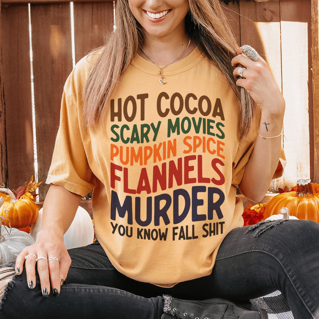 Hot Cocoa Scary Movies Pumpkin Spice Flannels T-Shirt shopmerchmallow Hot Cocoa Scary Movies Pumpkin Spice Flannels T-Shirt