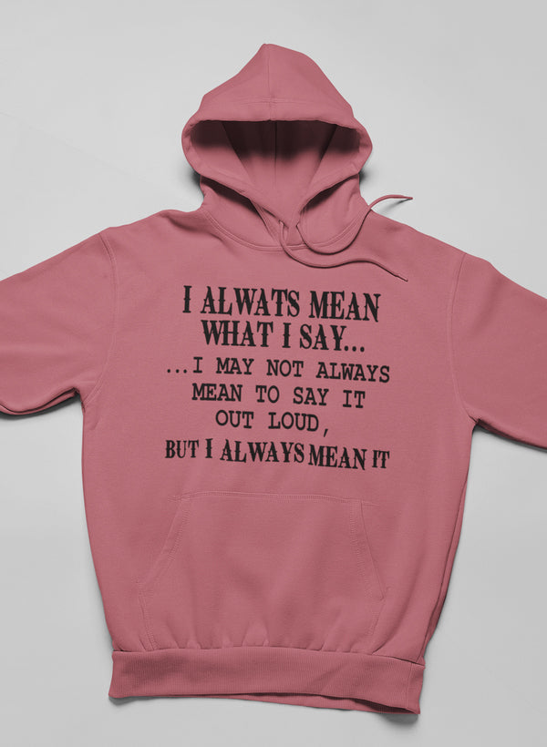 I Always Mean What I Say Hoodie shopmerchmallow Virgin Teez - Black Hoodie