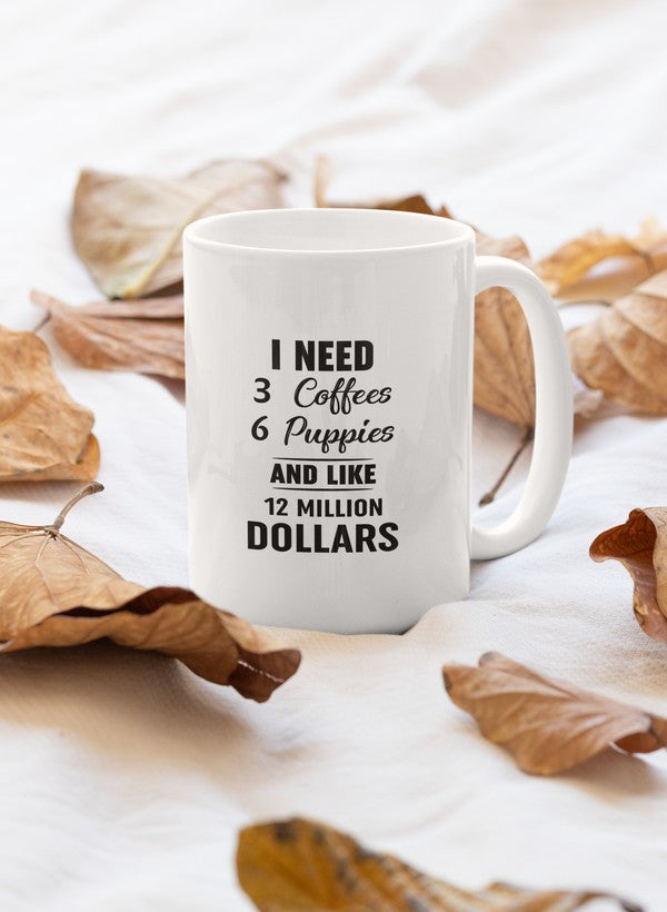I Need 3 Coffees 6 Puppies Mug shopmerchmallow Virgin Teez - A Future Wars Story Mug