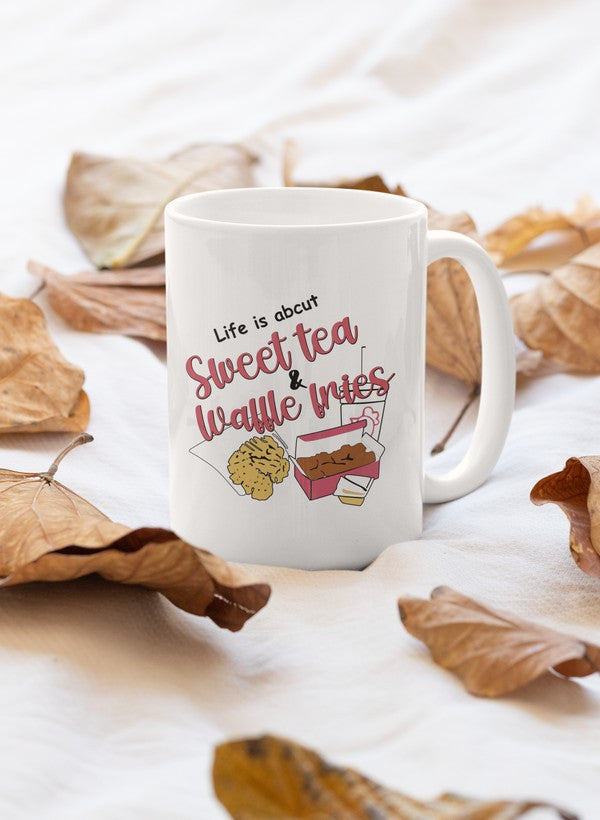 Life Is About Sweet Tea & Waffle Fries Mug shopmerchmallow Virgin Teez - A Future Wars Story Mug