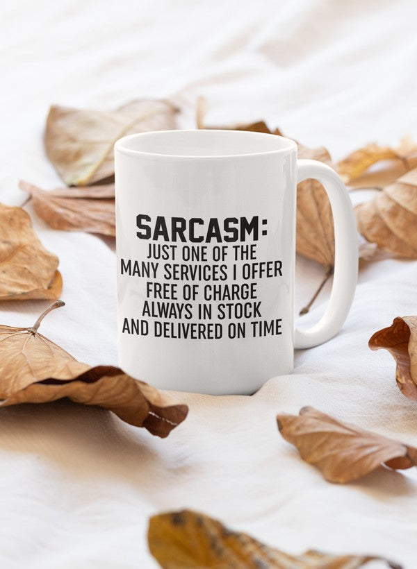 Sarcasm Just One Of The Many Services I Offer Mug shopmerchmallow Virgin Teez - A Future Wars Story Mug