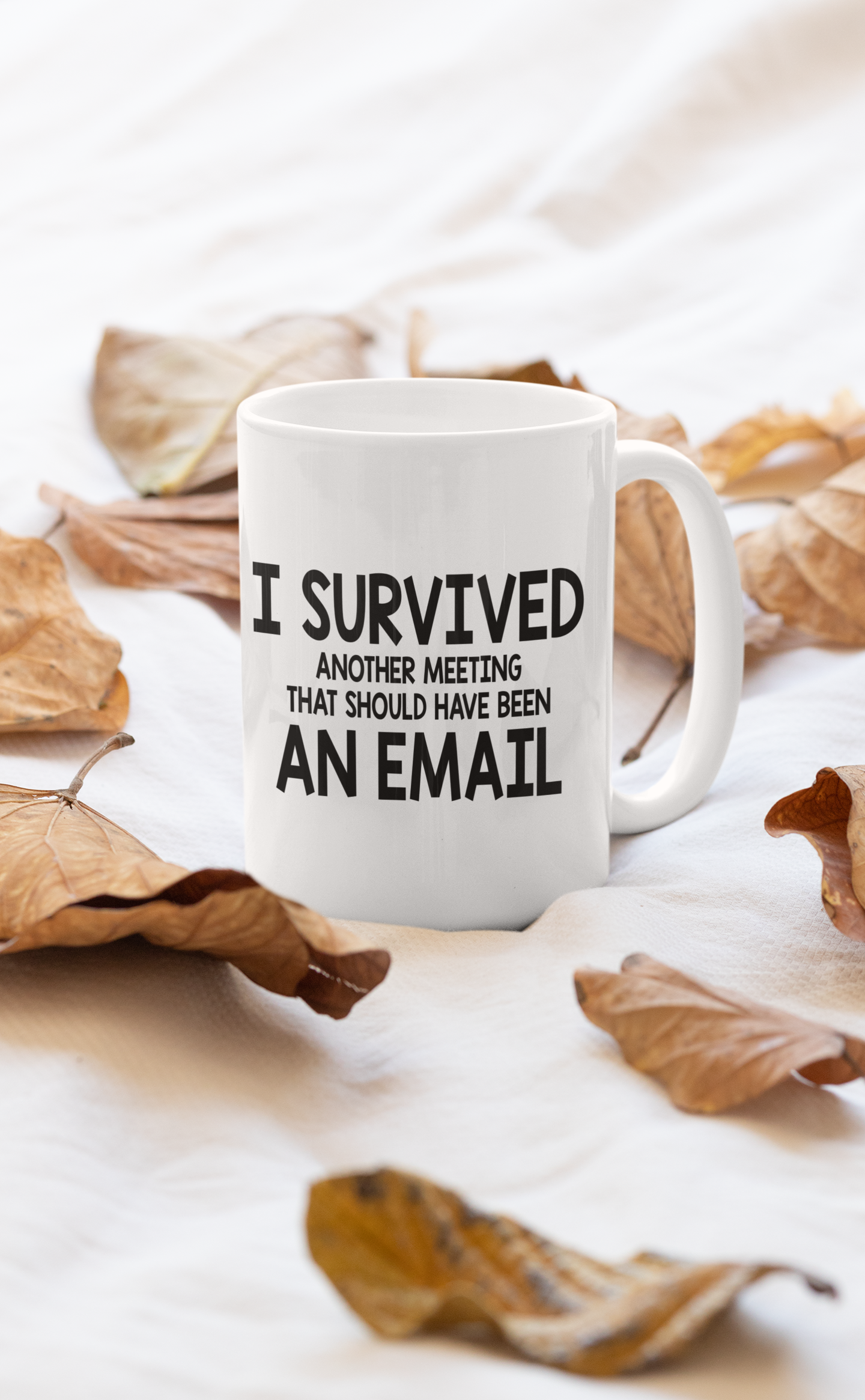 I Survived Another Meeting Mug shopmerchmallow Virgin Teez - A Future Wars Story Mug
