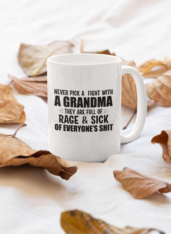 Never Pick A Fight With A Grandma Mug shopmerchmallow Virgin Teez - A Future Wars Story Mug