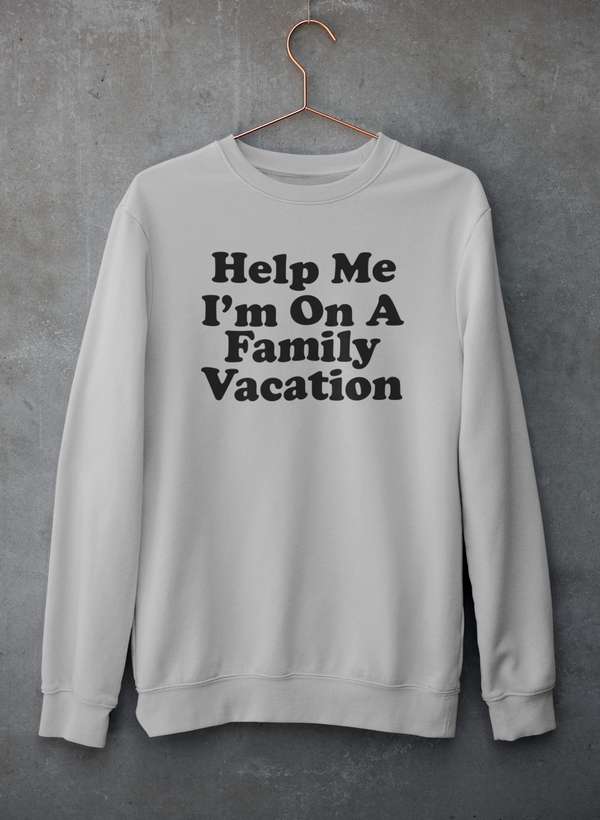 Help Me I'm On A Family Vacation Sweat Shirt shopmerchmallow Virgin Teez - Black Hoodie