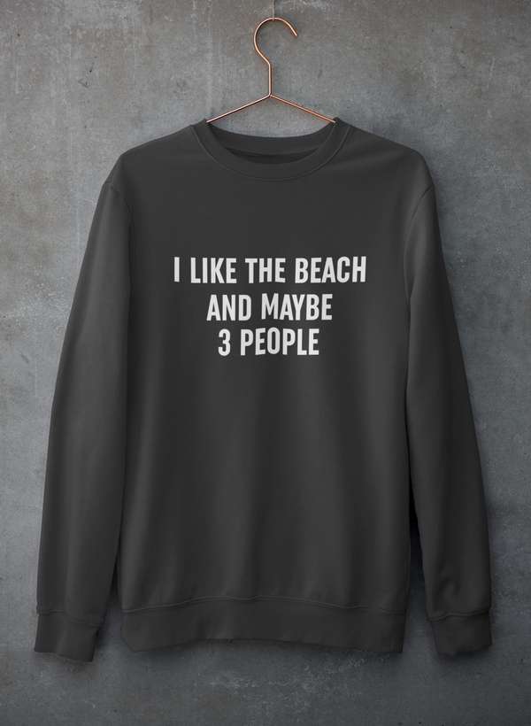 I Like The Beach And Maybe 3 People Sweat Shirt shopmerchmallow Virgin Teez - Black Hoodie