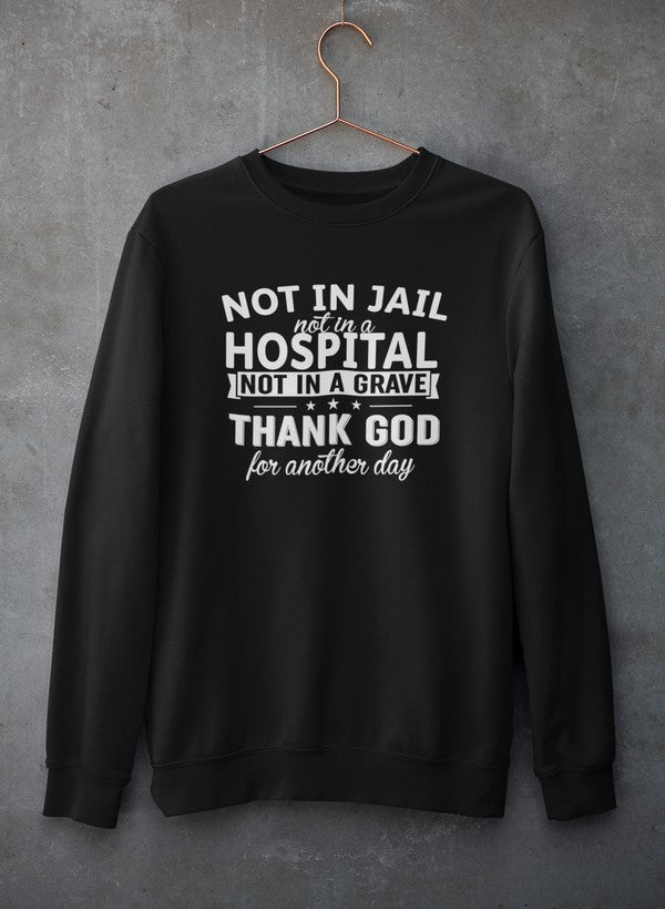 Not In Jail Not In A Hospital Not In A Grave Sweat Shirt shopmerchmallow Virgin Teez - Black Hoodie