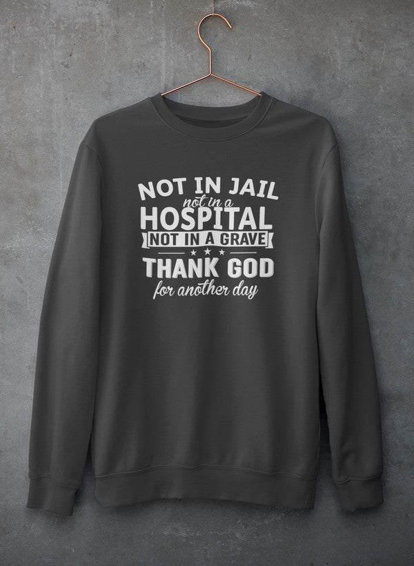 Not In Jail Not In A Hospital Not In A Grave Sweat Shirt shopmerchmallow Virgin Teez - Black Hoodie