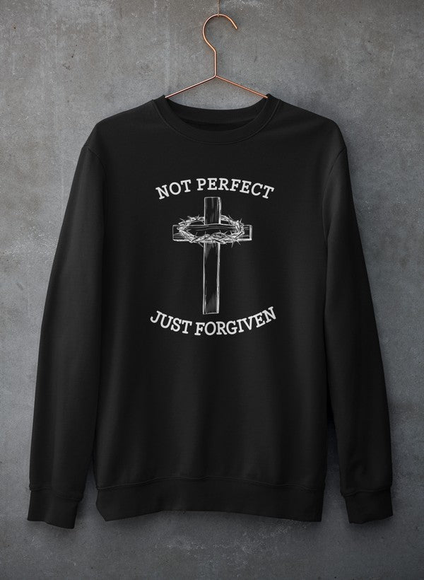 Not Perfect Just Forgiven Sweat Shirt shopmerchmallow Virgin Teez - Black Hoodie