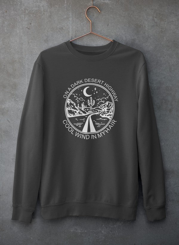 On A Dark Desert Highway Sweat Shirt shopmerchmallow Virgin Teez - Black Hoodie
