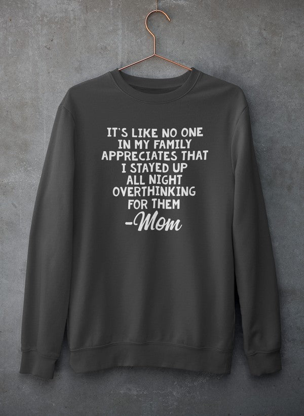 Overthinking Mom Sweat Shirt shopmerchmallow Virgin Teez - Black Hoodie
