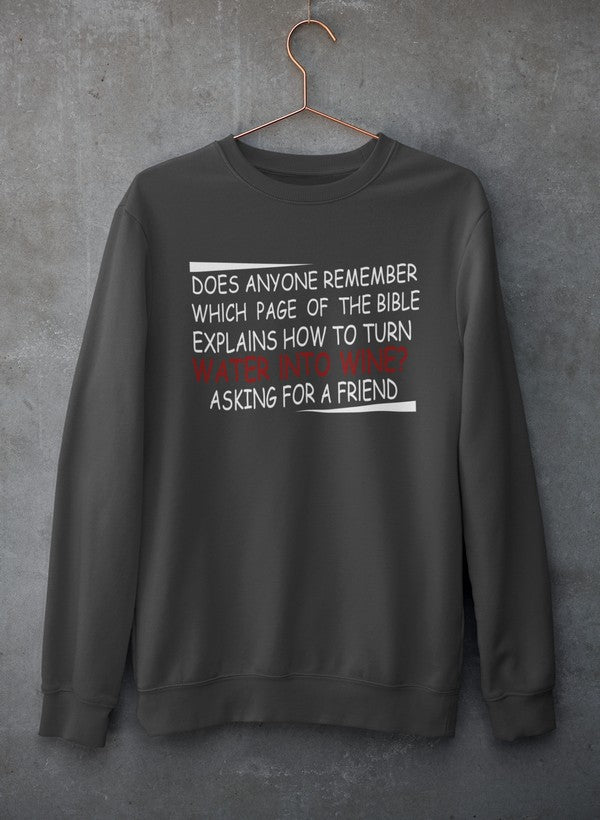 Water Into Wine Sweat Shirt shopmerchmallow Virgin Teez - Black Hoodie