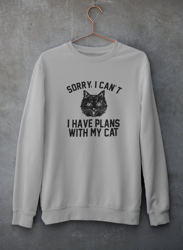 Sorry I Can't I Have Plans With My Cat Sweat Shirt shopmerchmallow Virgin Teez - Black Hoodie
