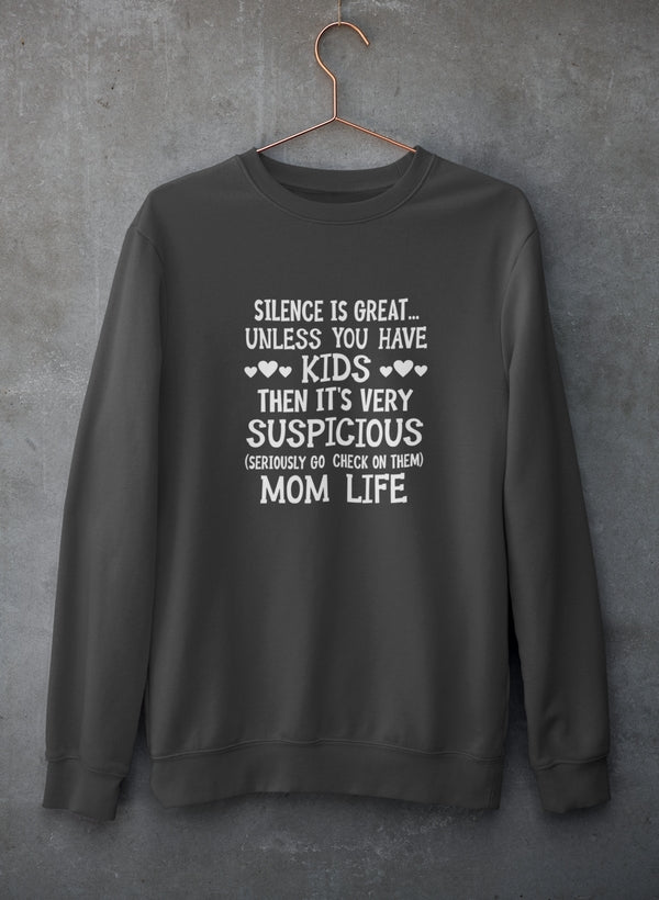 Silence Is Great Unless You Have Kids Sweat Shirt shopmerchmallow Virgin Teez - Black Hoodie