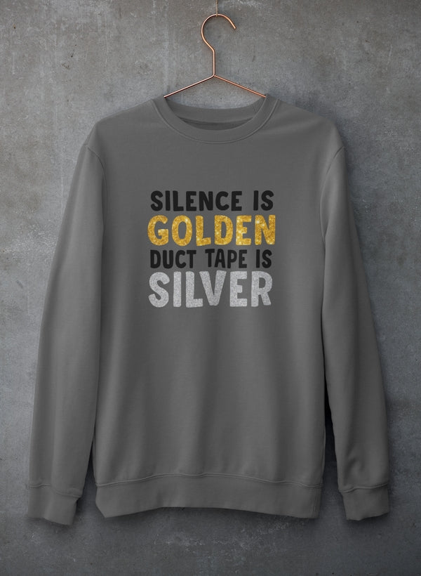 Silence Is Golden Duct Tape Is Silver Sweat Shirt shopmerchmallow Virgin Teez - Black Hoodie