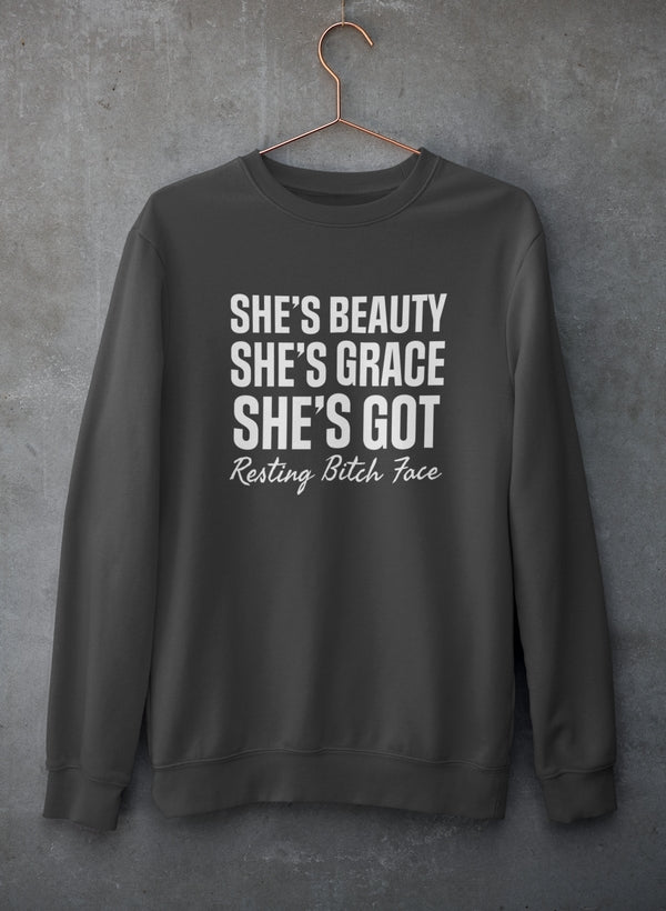 She's Beauty She's Grace Sweat Shirt shopmerchmallow Virgin Teez - Black Hoodie