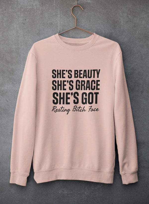 She's Beauty She's Grace Sweat Shirt shopmerchmallow Virgin Teez - Black Hoodie