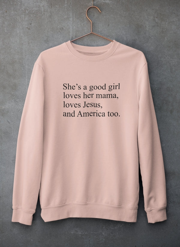She's A Good Girl Sweat Shirt shopmerchmallow Virgin Teez - Black Hoodie