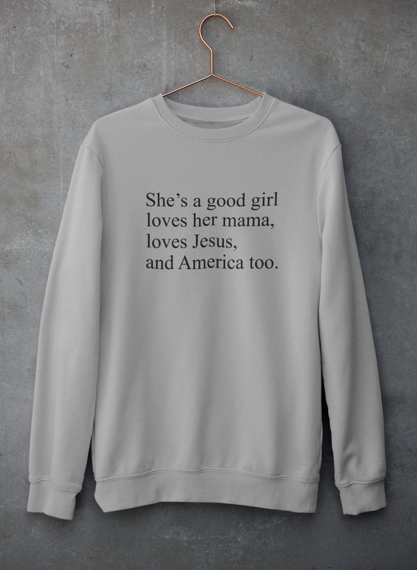 She's A Good Girl Sweat Shirt shopmerchmallow Virgin Teez - Black Hoodie
