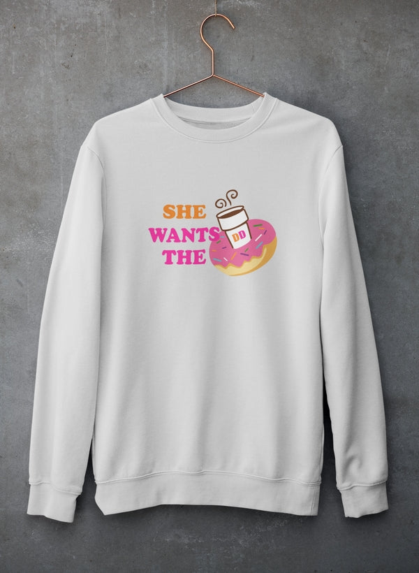 She Wants Donuts Sweat Shirt shopmerchmallow Virgin Teez - Black Hoodie