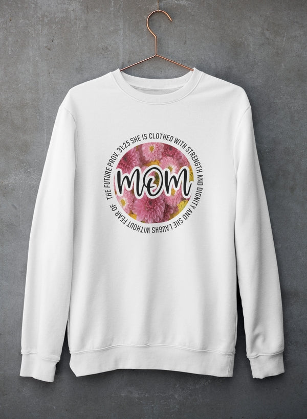 She Is Strong Proverbs Floral Mom Sweat Shirt shopmerchmallow Virgin Teez - Black Hoodie