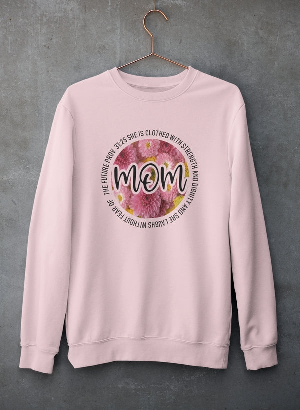 She Is Strong Proverbs Floral Mom Sweat Shirt shopmerchmallow Virgin Teez - Black Hoodie
