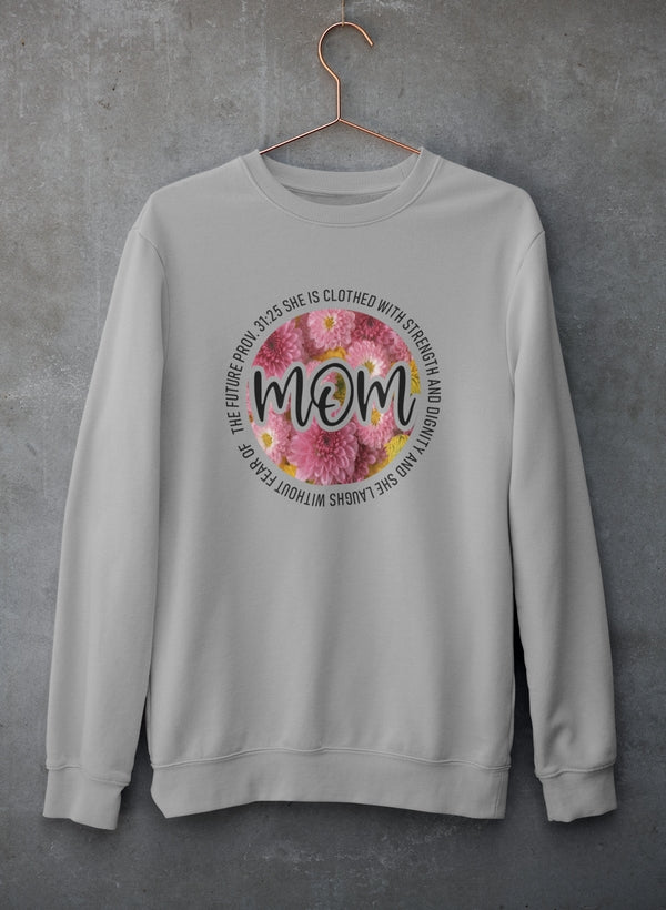 She Is Strong Proverbs Floral Mom Sweat Shirt shopmerchmallow Virgin Teez - Black Hoodie