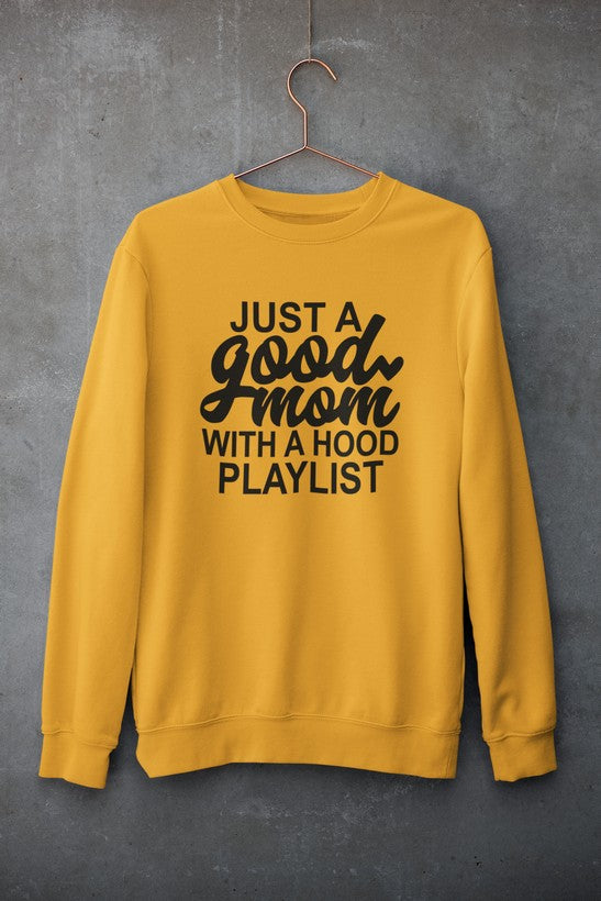 Just a Good Mom Sweat Shirt shopmerchmallow Virgin Teez - Black Hoodie