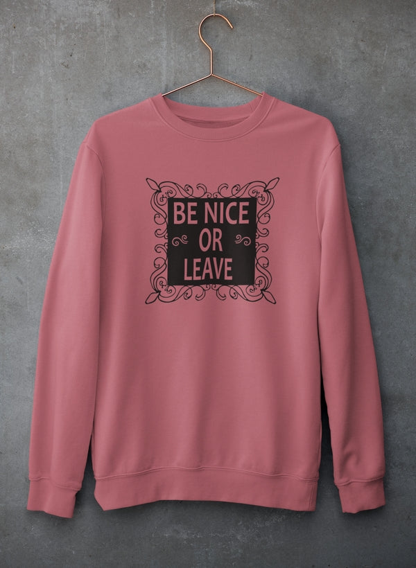Be Nice Or Leave Sweat Shirt shopmerchmallow Virgin Teez - Black Hoodie