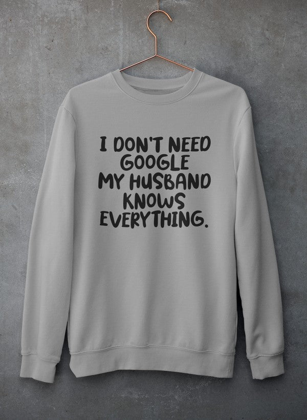 My Husband Knows Everything Sweat Shirt shopmerchmallow Virgin Teez - Black Hoodie