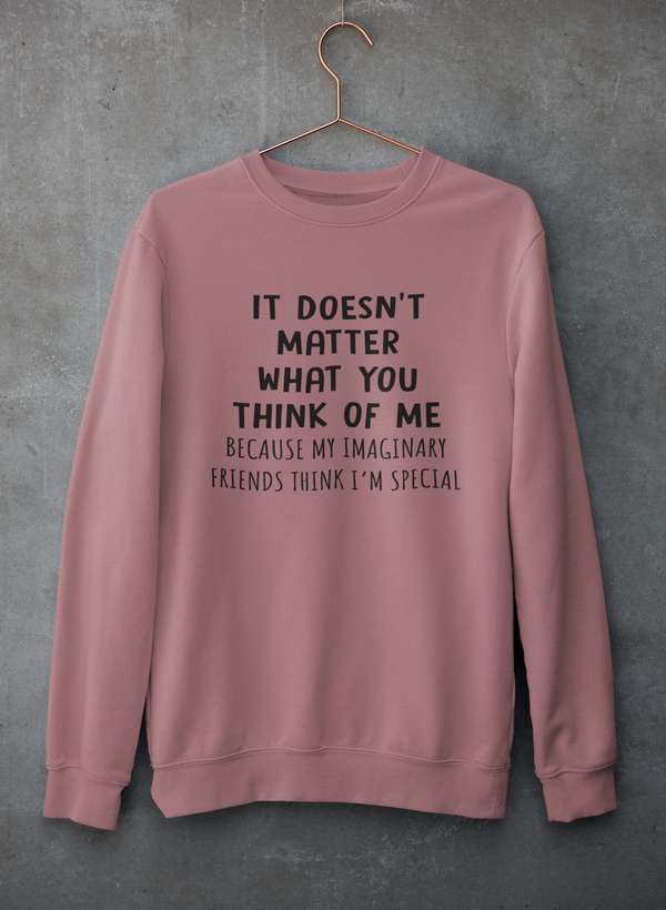 It Doesn't Matter What You Think Of Me Sweat Shirt shopmerchmallow Virgin Teez - Black Hoodie