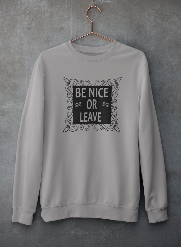 Be Nice Or Leave Sweat Shirt shopmerchmallow Virgin Teez - Black Hoodie