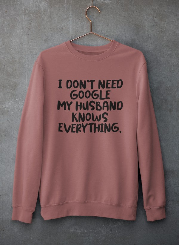 My Husband Knows Everything Sweat Shirt shopmerchmallow Virgin Teez - Black Hoodie