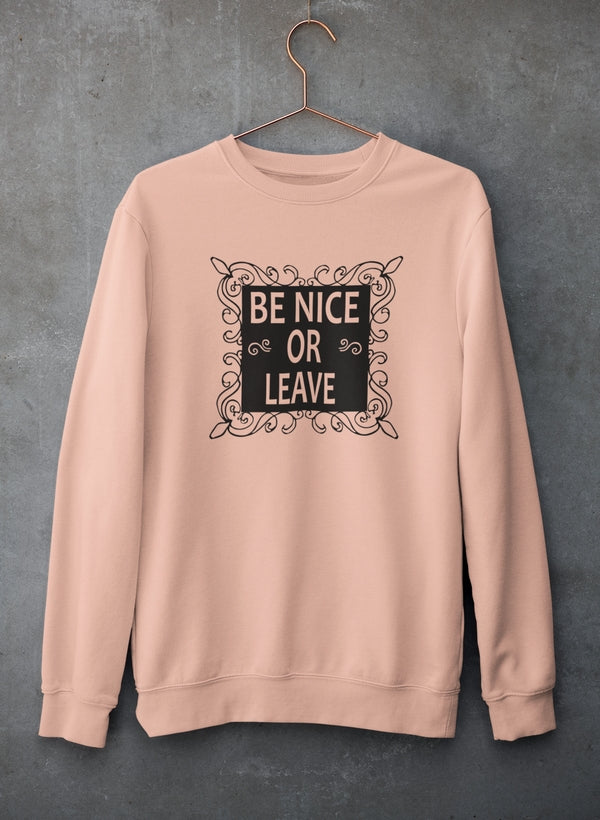Be Nice Or Leave Sweat Shirt shopmerchmallow Virgin Teez - Black Hoodie