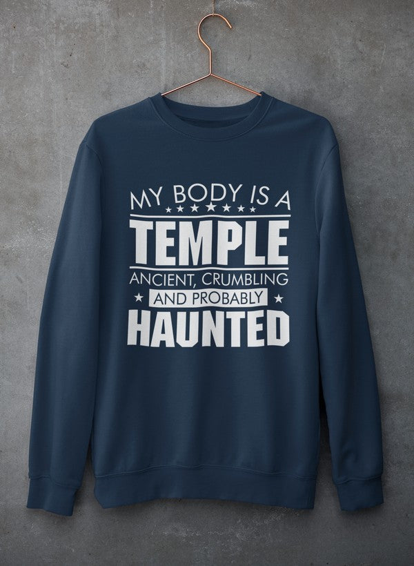 My Body Is A Temple Sweat Shirt shopmerchmallow Virgin Teez - Black Hoodie