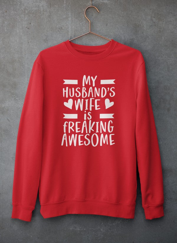 My Husband's Wife Is Freaking Awesome Sweat Shirt shopmerchmallow Virgin Teez - Black Hoodie