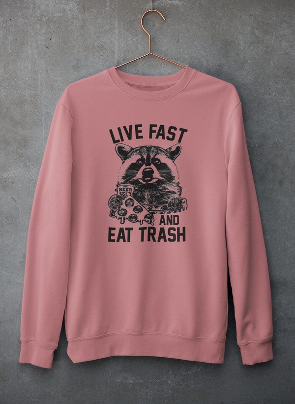 Live Fast And Eat Trash Sweat Shirt shopmerchmallow Virgin Teez - Black Hoodie