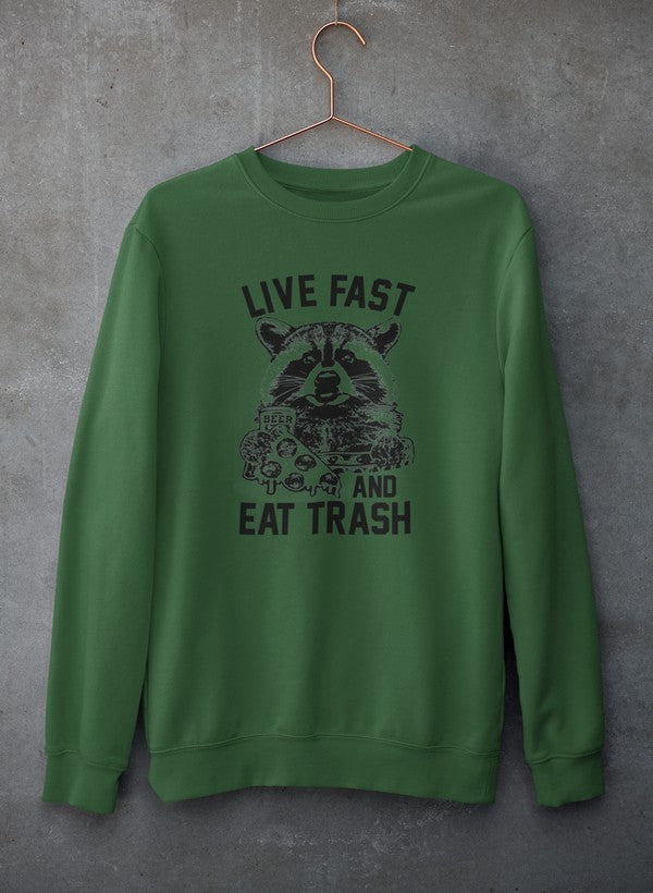Live Fast And Eat Trash Sweat Shirt shopmerchmallow Virgin Teez - Black Hoodie