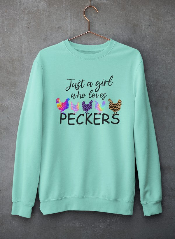 Just A Girl Who Loves Peckers Sweat Shirt shopmerchmallow Virgin Teez - Black Hoodie