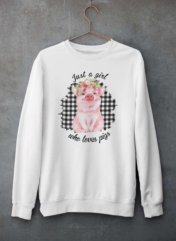 Just A Girl Who Loves Pigs Sweat Shirt shopmerchmallow Virgin Teez - Black Hoodie