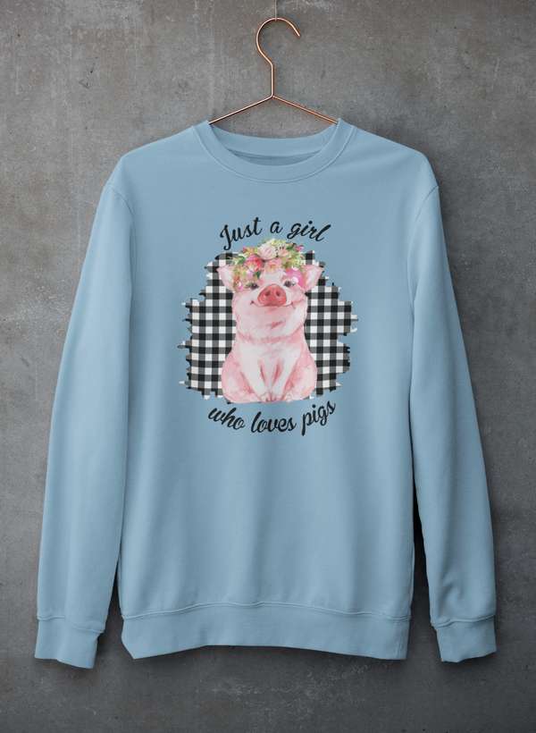 Just A Girl Who Loves Pigs Sweat Shirt shopmerchmallow Virgin Teez - Black Hoodie
