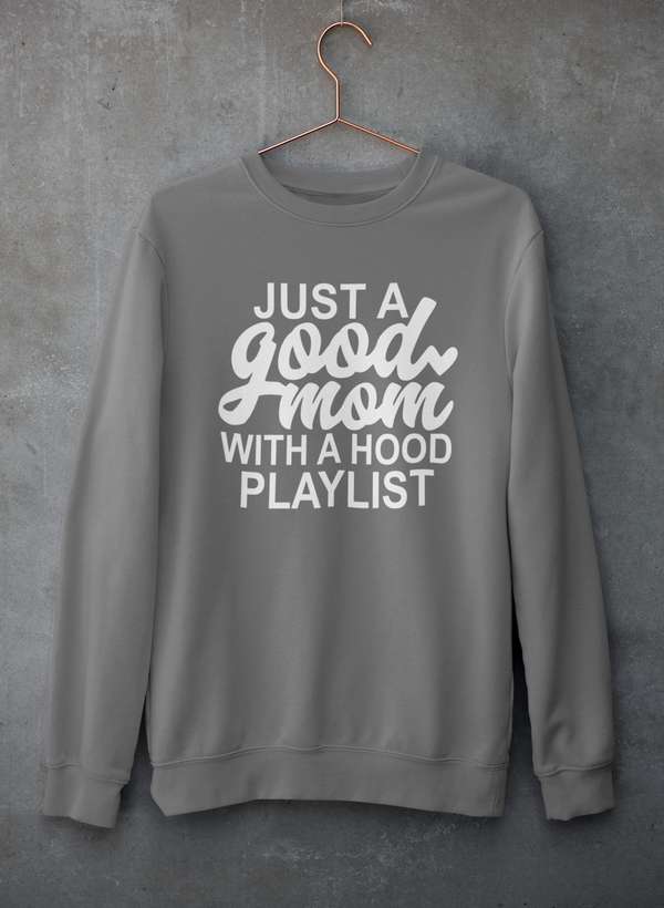 Just a Good Mom Sweat Shirt shopmerchmallow Virgin Teez - Black Hoodie