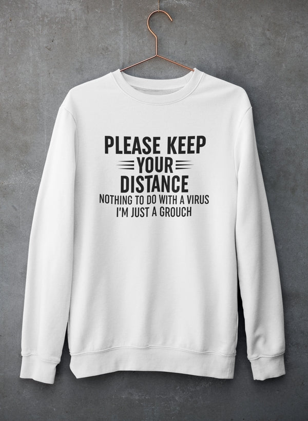 Please Keep Your Distance Sweat Shirt shopmerchmallow Virgin Teez - Black Hoodie