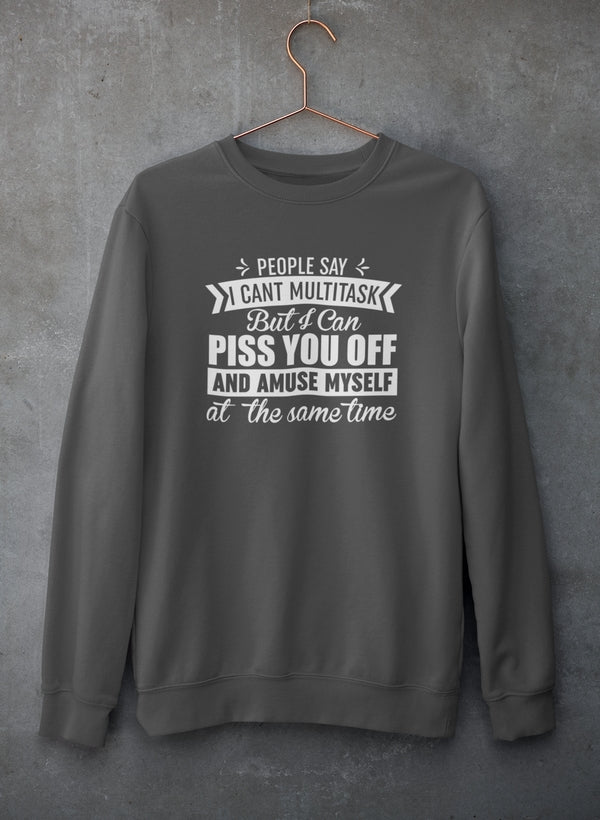 People Say I Can't Multitask Sweat Shirt shopmerchmallow Virgin Teez - Black Hoodie