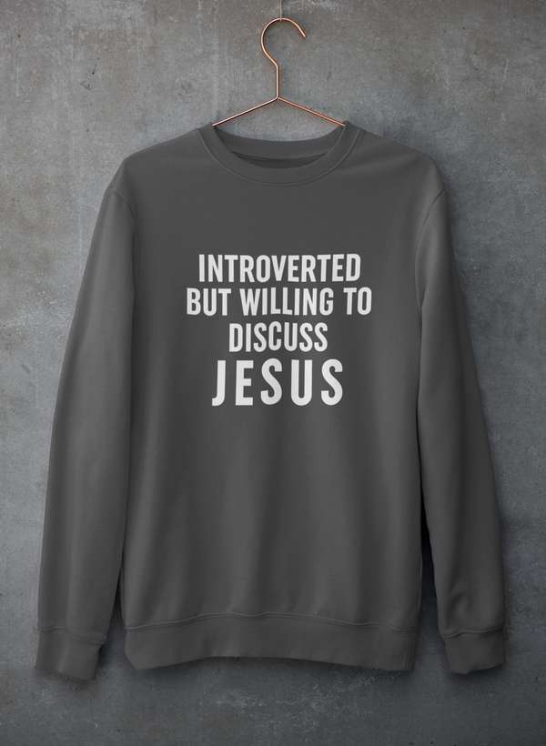 Introverted But Willing To Discuss Jesus Sweat Shirt shopmerchmallow Virgin Teez - Black Hoodie