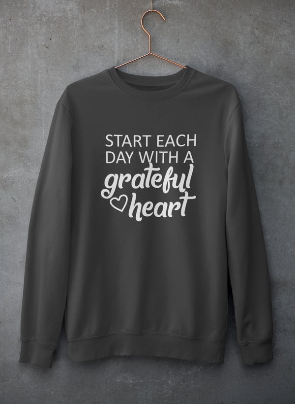 Start Each Day With A Grateful Heart Sweat Shirt shopmerchmallow Virgin Teez - Black Hoodie