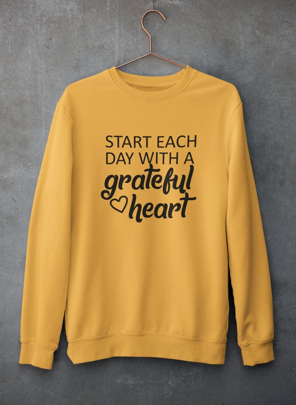 Start Each Day With A Grateful Heart Sweat Shirt shopmerchmallow Virgin Teez - Black Hoodie
